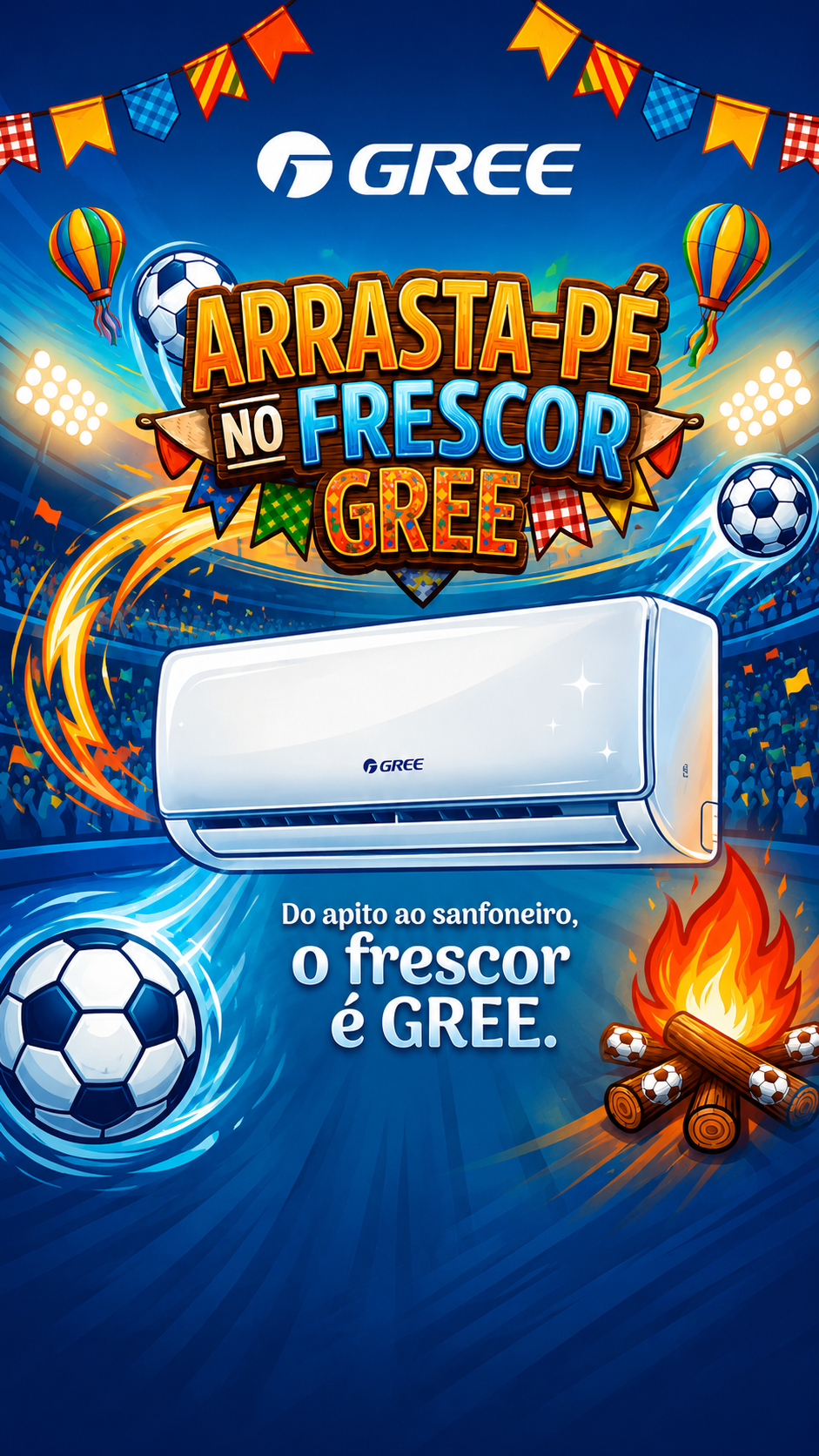 Arrasta-pé no Frescor GREE — Do apito ao sanfoneiro, o frescor é GREE